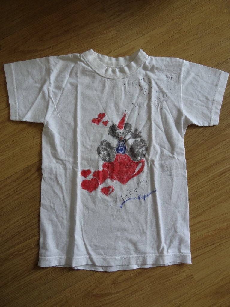 Wit T-Shirt Met Zelfgemaakte Diddl Opdruk, Ophalen of Verzenden, Gebruikt, Meisje, Shirt of Longsleeve