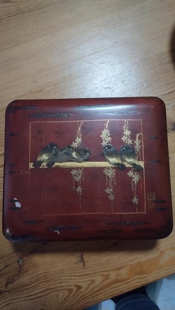 Vintage Japans lakdoosje met vogels - Chocolat Klaus, Verzenden