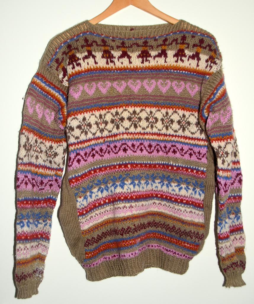 Met de hand gebreide wollen trui Noorse folklore maat L, Kleding | Dames, Verzenden, Gedragen, Maat 42/44 (L), Overige kleuren