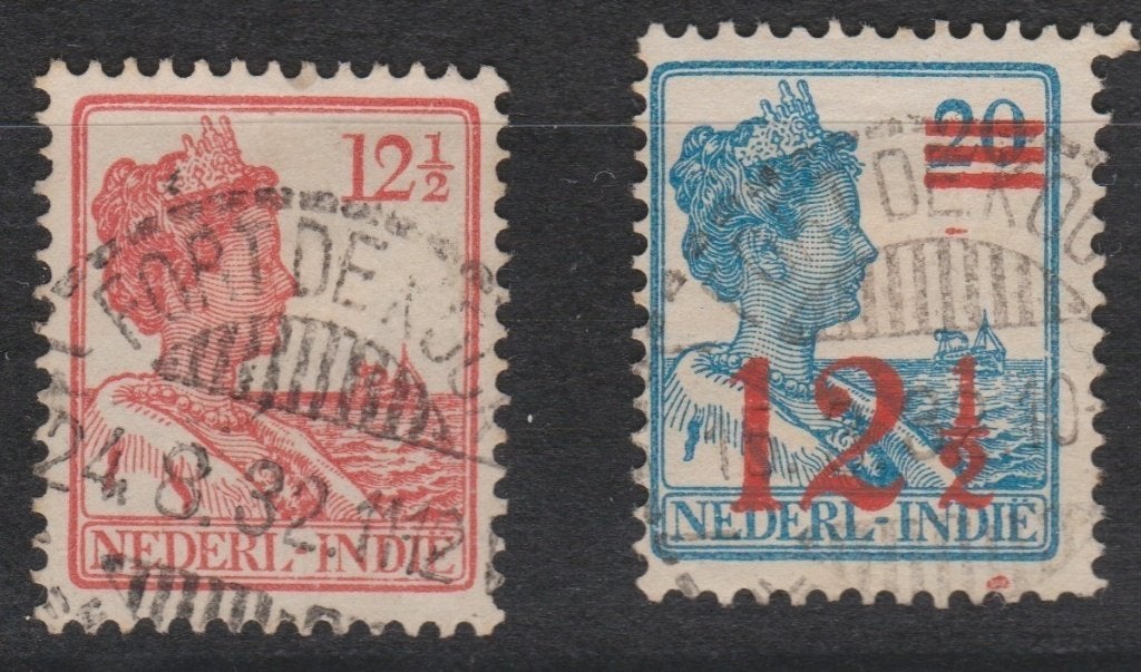 Ned Indie 2 x poststempel Fort de Kock op NVPHnr 116 en 171, Ophalen of Verzenden, Gestempeld, Nederlands-Indië