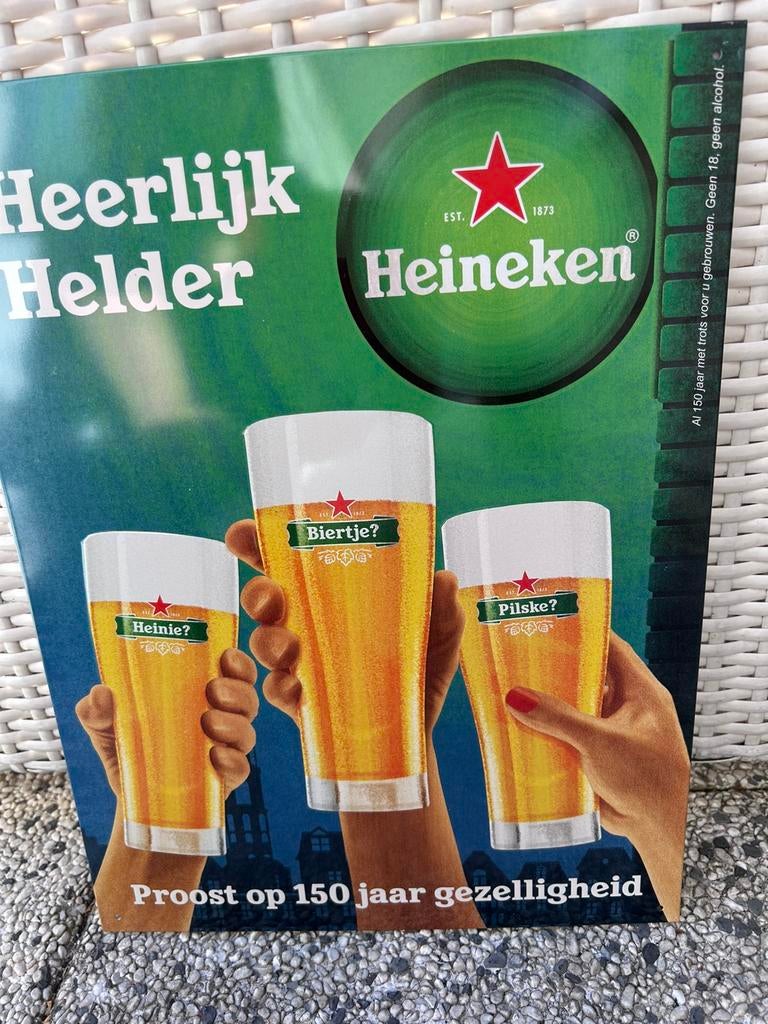 HEINEKEN RECLAME BORD, Verzamelen, Biermerken, Ophalen of Verzenden, Zo goed als nieuw, Reclamebord, Plaat of Schild, Heineken