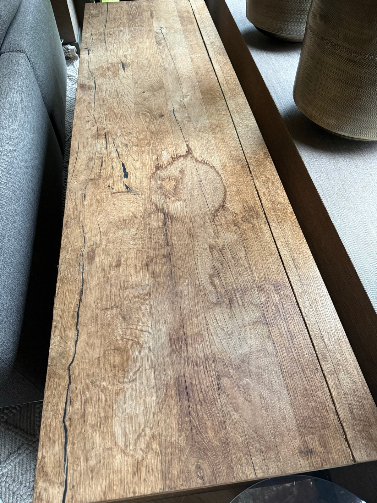 Robuuste Eikenhouten Opbergbank, Gebruikt, Eikenhout, 125 cm of meer, Ophalen of Verzenden