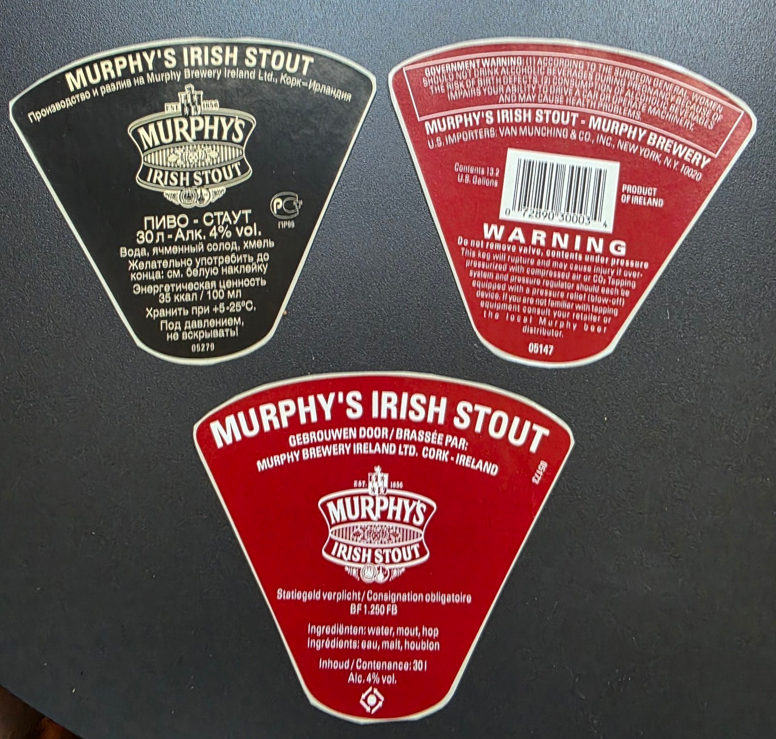 127) 3 FUST STICKERS HEINEKEN- MURPHY'S IRUSH STOUT, Verzamelen, Biermerken, Verzenden, Zo goed als nieuw, Overige typen, Heineken
