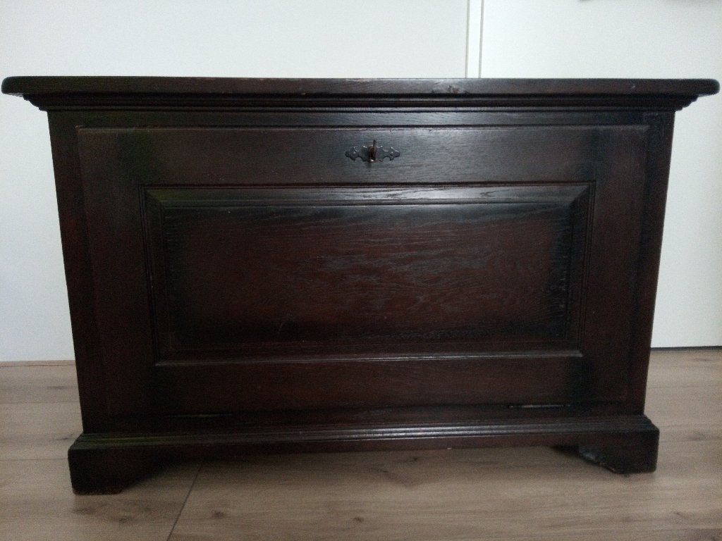 antiek kist met slot en plank, Ophalen, Minder dan 50 cm, 50 tot 100 cm, Eikenhout
