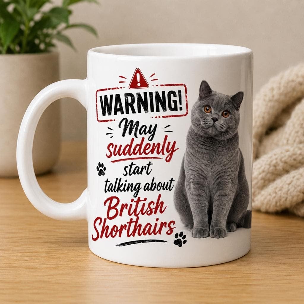 Brits Korthaar Warning Mok, Huis en Inrichting, Keuken | Servies, Verzenden, Keramiek, Nieuw, Overige stijlen