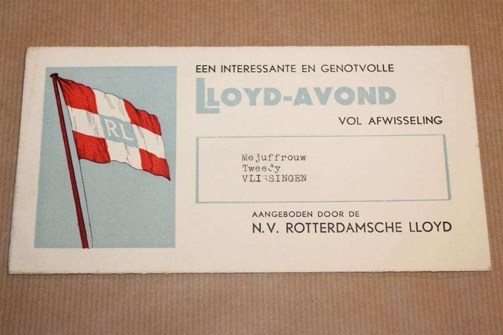Zeldzame brochure/ uitnodiging Rott. Lloyd - Ca 1955, Verzamelen, Scheepvaart, Ophalen of Verzenden, Zo goed als nieuw, Boek of Tijdschrift