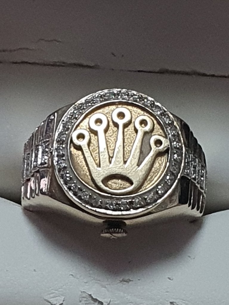 Super zeldzame rolex ring met uurwerk 14 kr 585 gekeurd, 20 of groter, Heer, Ophalen of Verzenden, Zo goed als nieuw