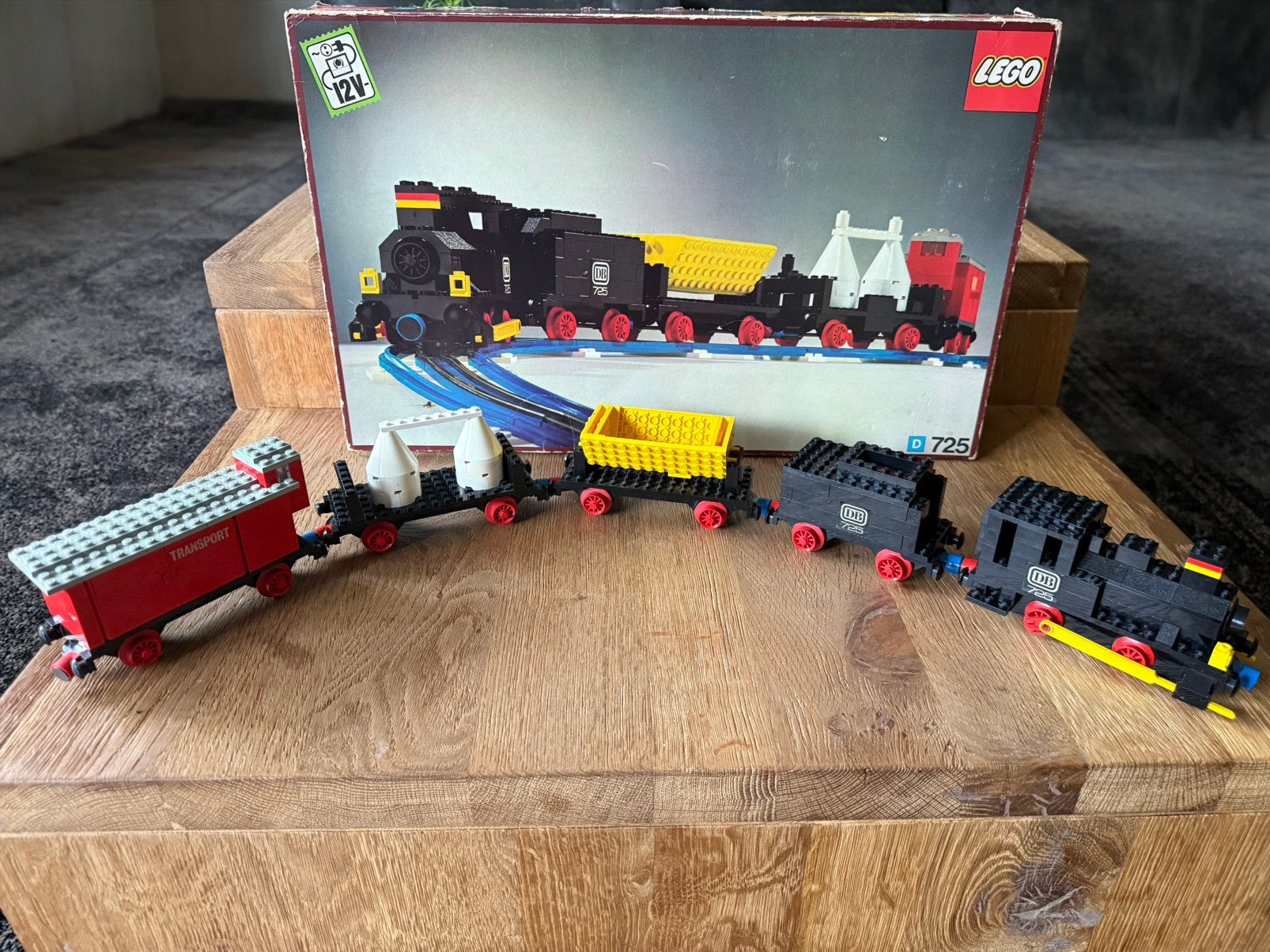 Lego 12 volt oude 12v trein 725 met wagons en doos, Kinderen en Baby's, Ophalen of Verzenden, Gebruikt