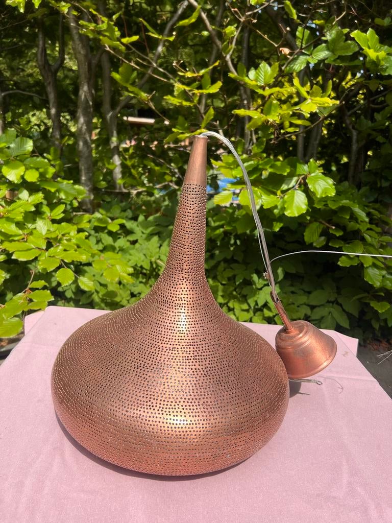 Oosterse marokkaanse hanglamp, koper, Huis en Inrichting, Lampen | Hanglampen, Ophalen of Verzenden, Gebruikt, Metaal, 50 tot 75 cm