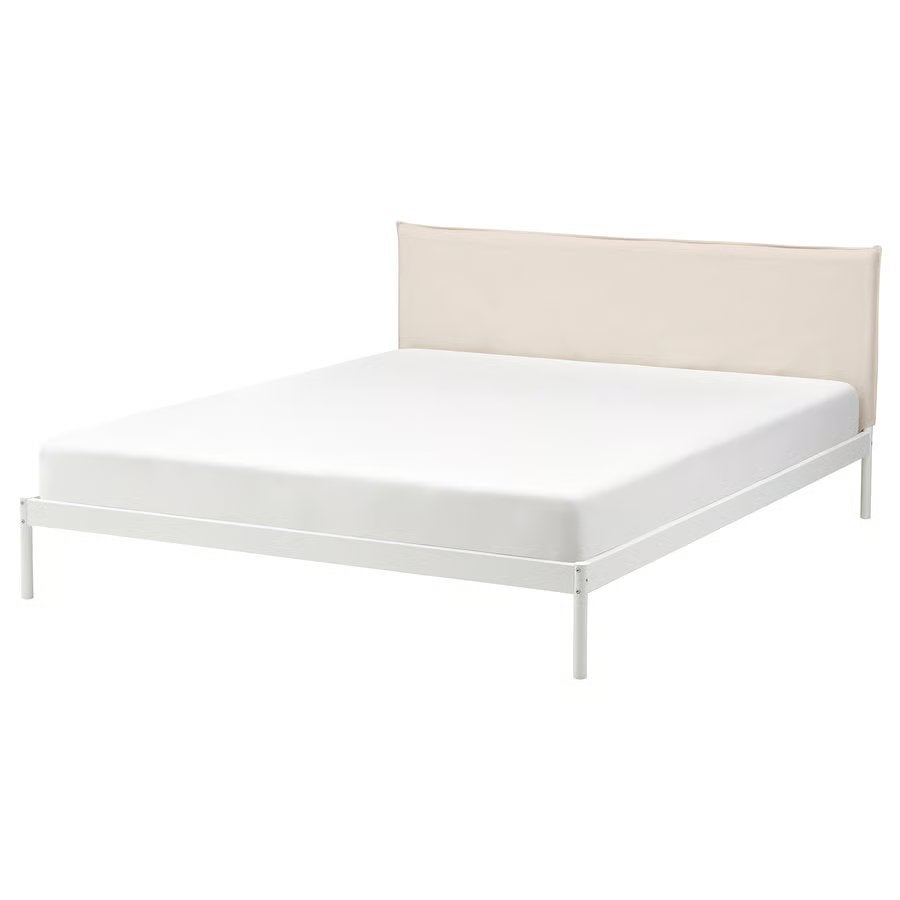 IKEA KLEPPSTAD Bedframe 160x200 – Wit/Beige, Huis en Inrichting, Slaapkamer | Bedden, Zo goed als nieuw, Tweepersoons, 160 cm