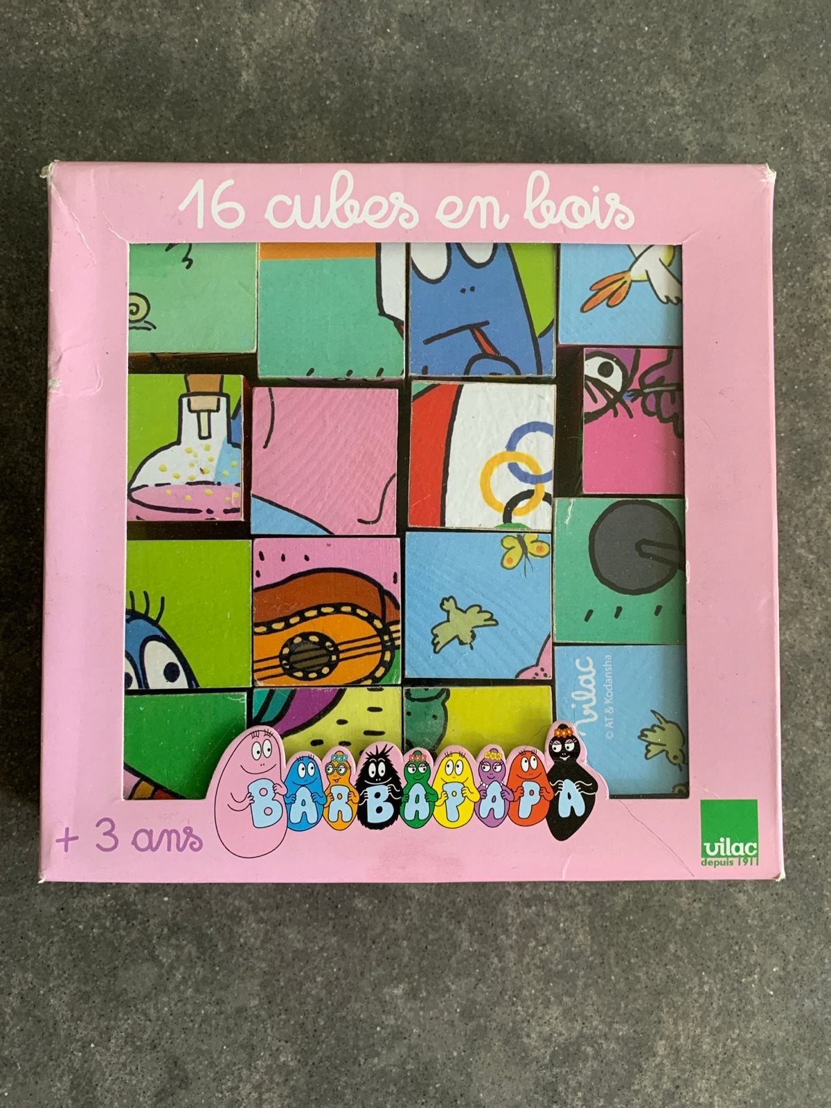 Barbapapa houten kubussen puzzel - 6 stuks, Kinderen en Baby's, 2 tot 4 jaar, Gebruikt, 10 tot 50 stukjes, Ophalen of Verzenden