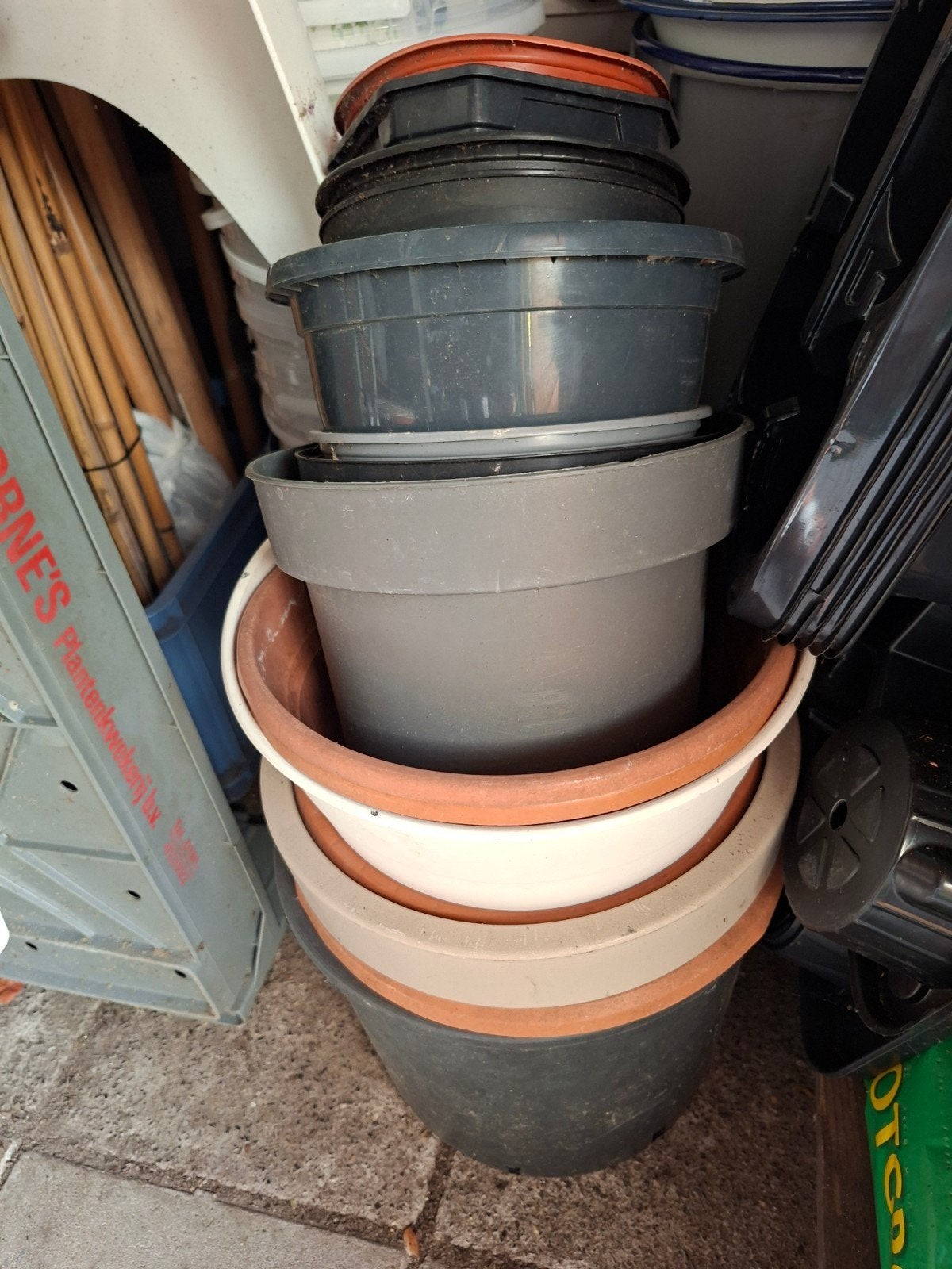 stapel potten, Tuin en Terras, Ophalen, Rond, Kunststof, Minder dan 30 cm