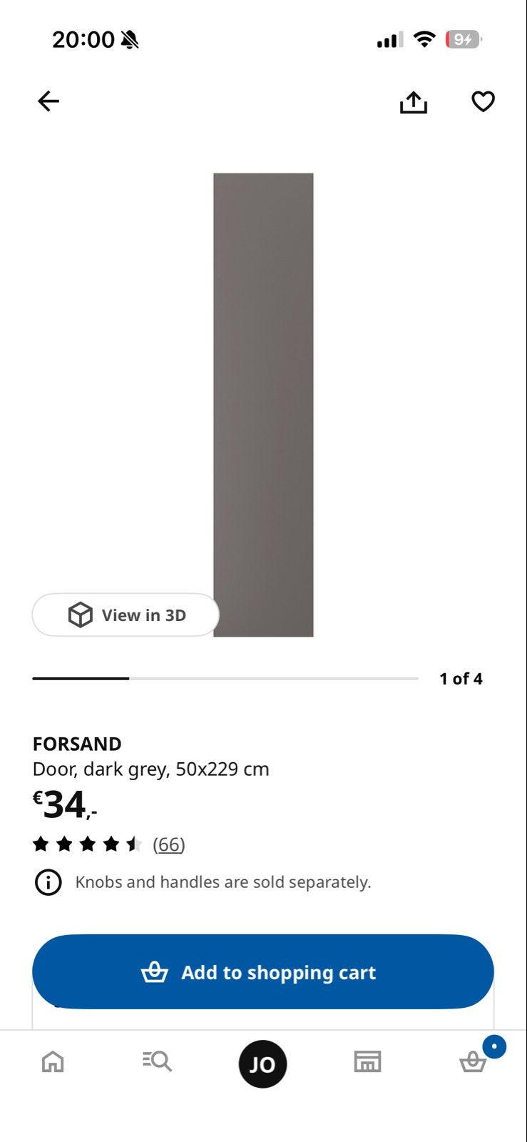 4x IKEA PAX Forsand deuren, donkergrijs, 50x229 cm, Ophalen, 200 cm of meer, Nieuw, 50 tot 100 cm