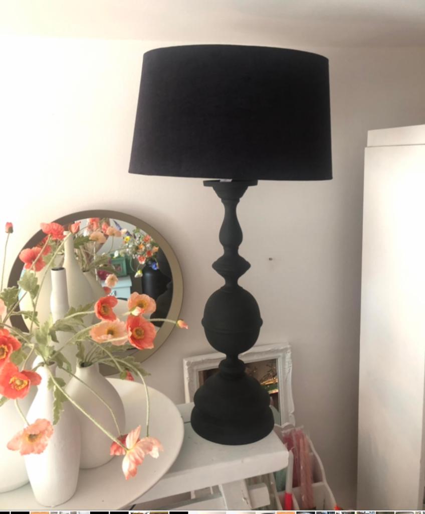 Zwarte matte tafellamp met bolpoot en kap, Ophalen, Gebruikt, Metaal