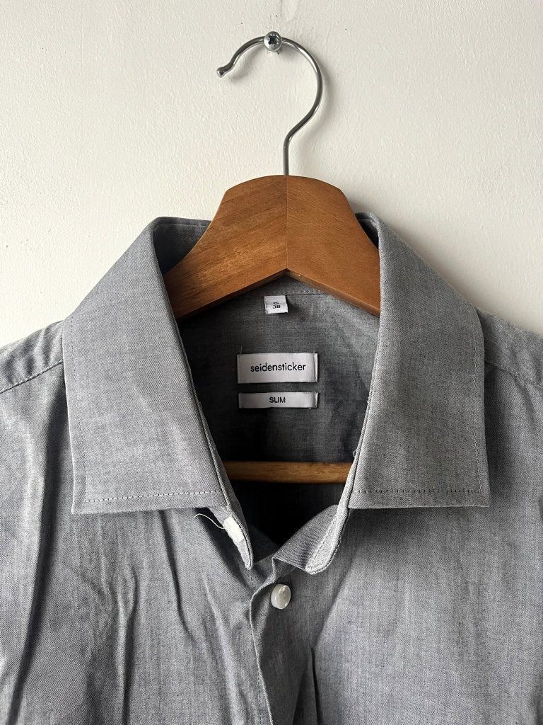 Seidensticker Slim Fit Overhemd – Grijs– Maat 38 / S (15), Halswijdte 38 (S) of kleiner, Ophalen of Verzenden, Zo goed als nieuw