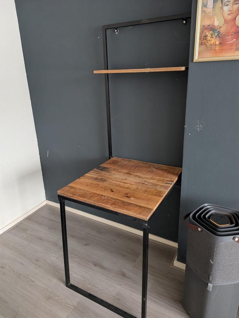 Industriële inklapbare wandtafel / bureau – ruimtebesparend, Huis en Inrichting, Ophalen, Gebruikt, 50 tot 100 cm, Industrieel