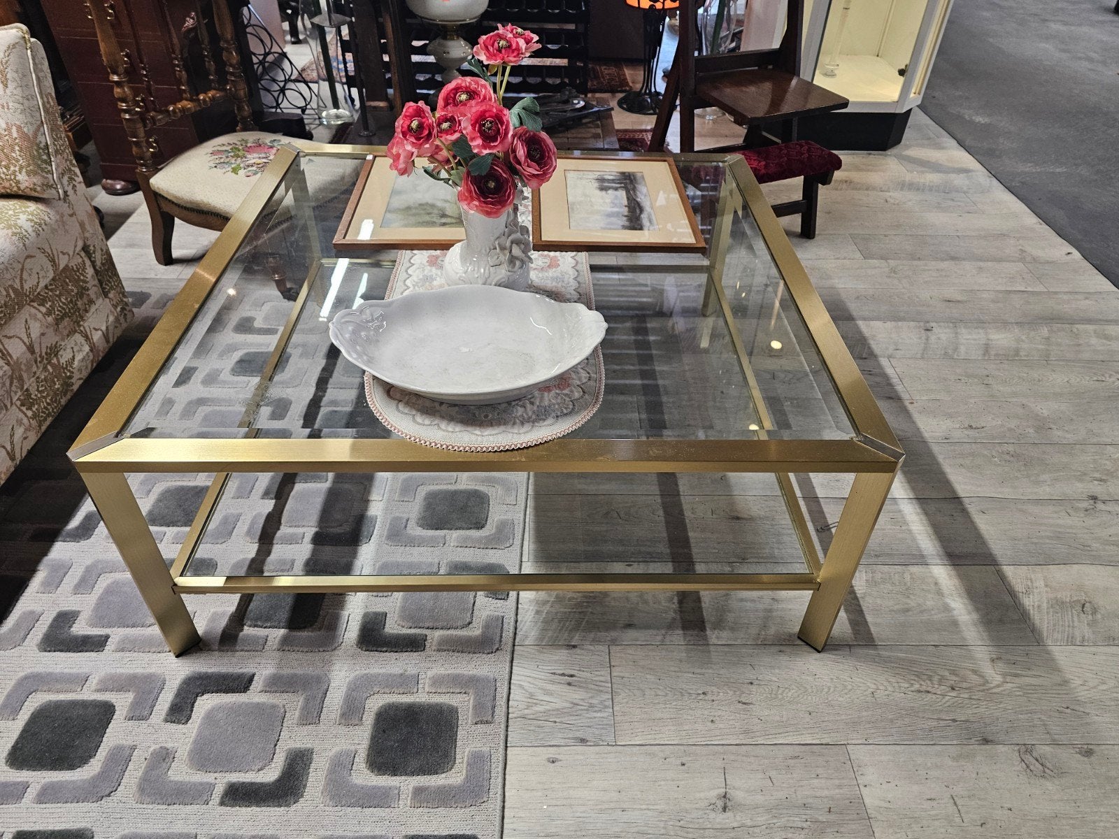 Pierre Vandel Paris salontafel - 103x103x42 cm, Gebruikt, Modern, Klassiek, Design, Ophalen of Verzenden, Glas