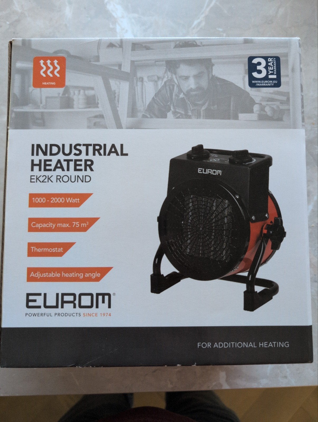 Eurom EK2K Round Industriële Elektrische Kachel 1000-2000W, 30 tot 80 cm, Kachel, Minder dan 60 cm, Ophalen of Verzenden