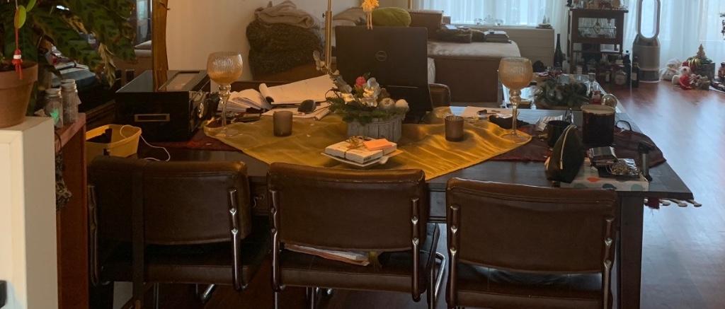 Kersenhouten eettafel, Ophalen, Gebruikt, 200 cm of meer, 50 tot 100 cm