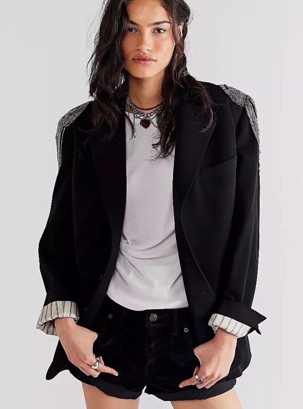 Free people King Julian Blazer X TRICIA FIX Colbert XS 328$, P, Zwart, P, P