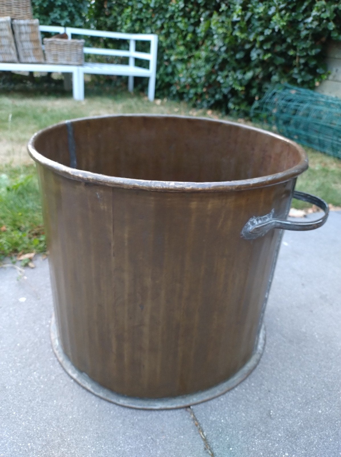 Grote antieke koperen ketel/blokkenbak  in nette staat!, Ophalen of Verzenden