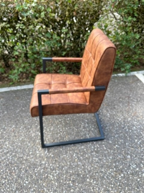 EETKAMERSTOEL INDUSTRIËLE  COGNAC  ARM TIJDELIJK SUPER ACTIE, Twee, Overige kleuren, Industrieel, Modern, Strak Eetkamerstoel Cognac  actie prijs