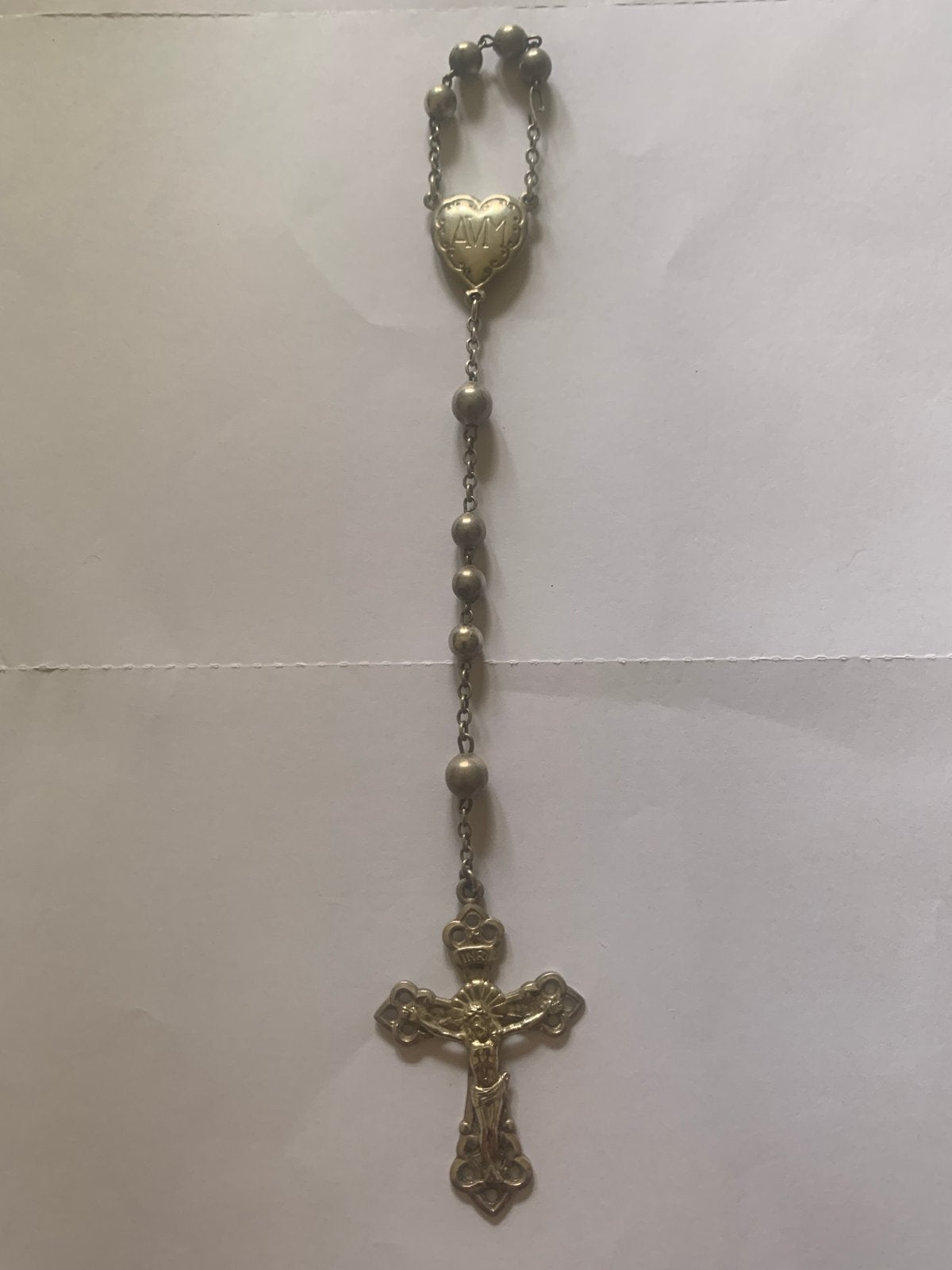 Korte zilveren rozenkrans met stempel - 16 cm, Ophalen of Verzenden