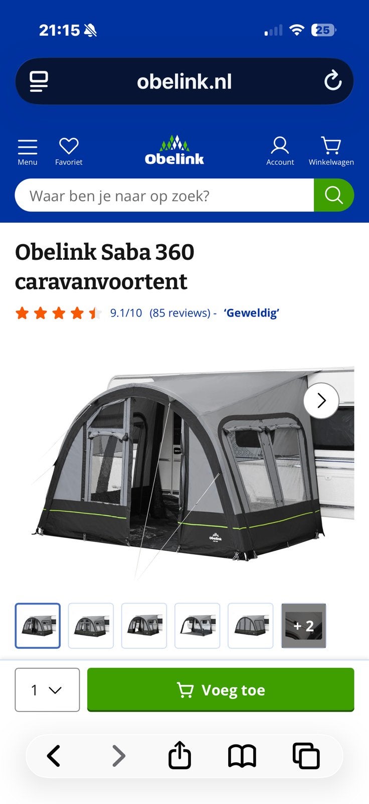 Obelink SABA 360 voortent, Ophalen, Gebruikt