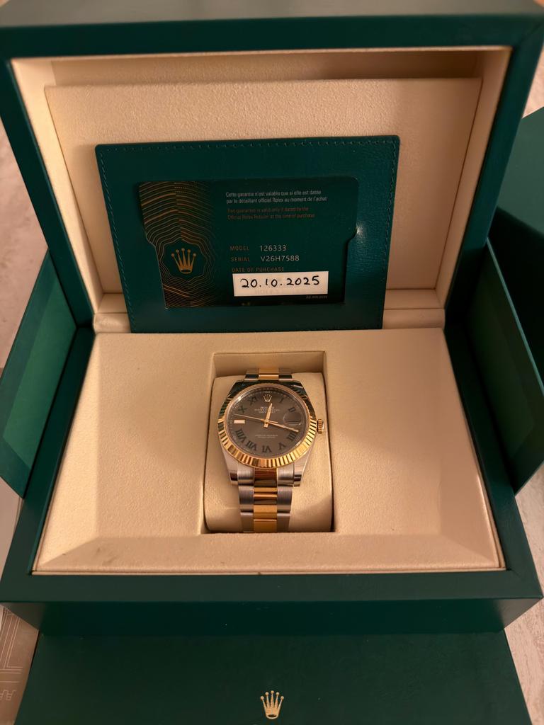 Rolex Datejust 41mm Goud/Staal Wimbledon, Staal, Rolex, Polshorloge, Ophalen of Verzenden