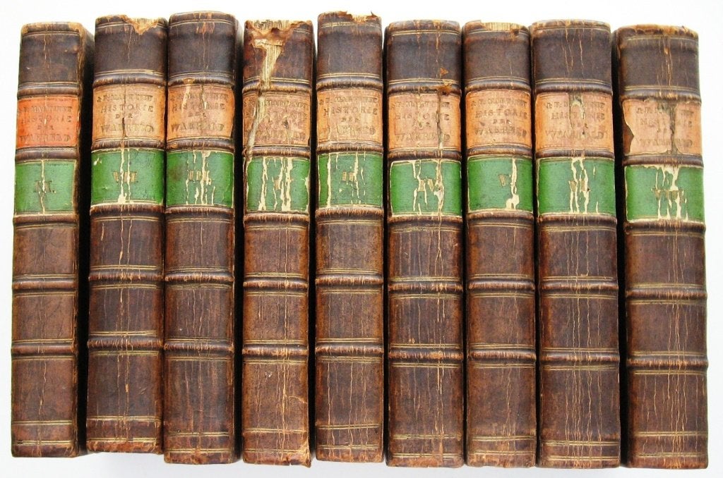 Historie der Waereld 1780-88 - 9 DELEN COMPLEET 34 gravures, Ophalen of Verzenden