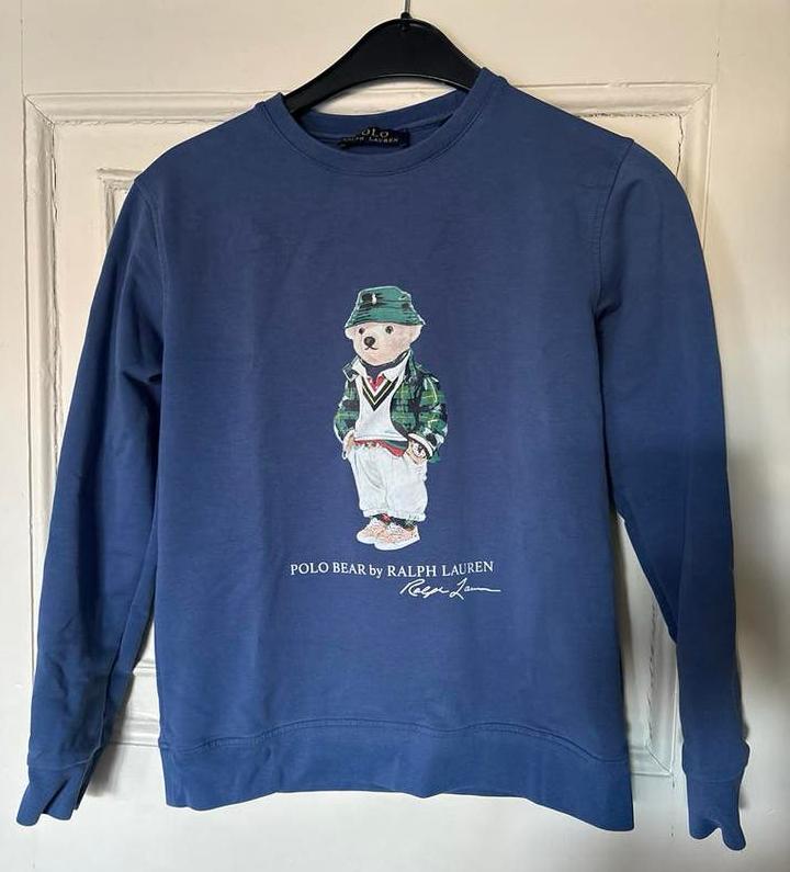 Polo Ralph Lauren sweater Polo Bear midden blauw maat 152, Kinderen en Baby's, Ophalen of Verzenden, Zo goed als nieuw, Jongen