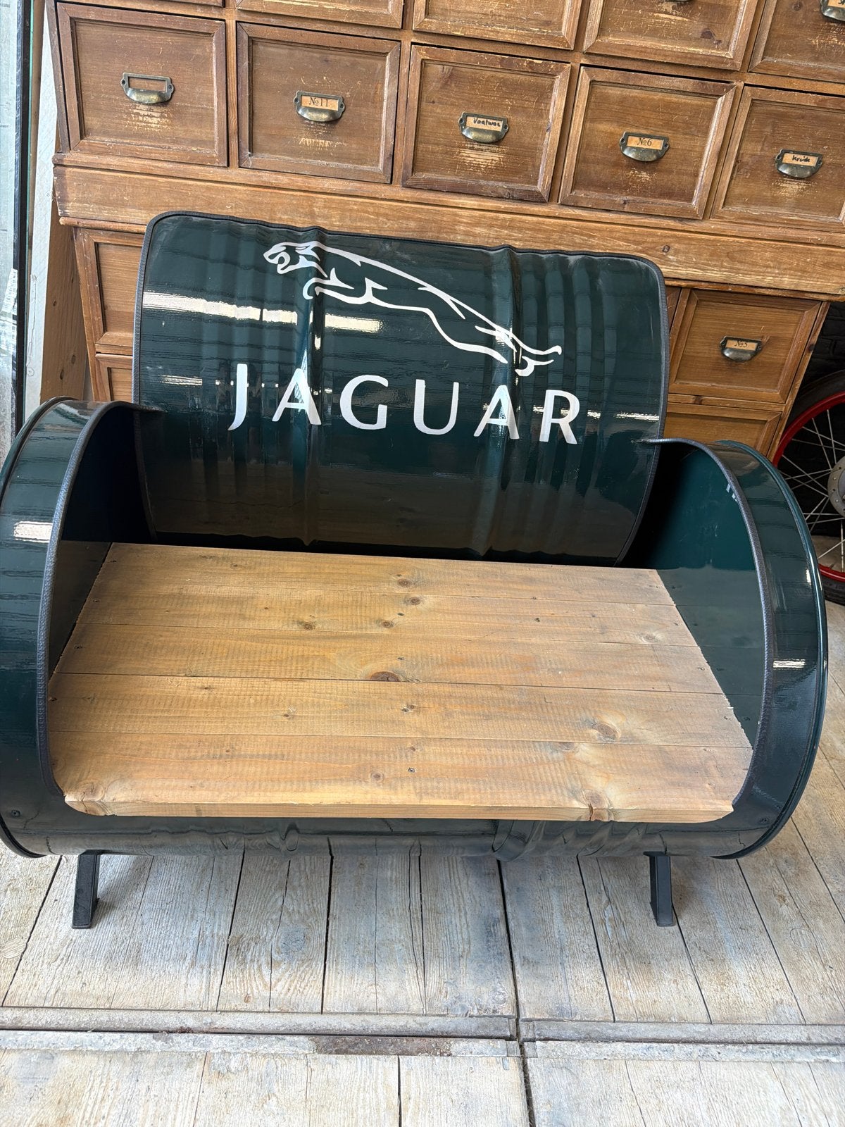 Unieke Jaguar olievat bank - Industriële stijl, Gebruikt, 150 tot 200 cm, Tweepersoons, 75 tot 100 cm