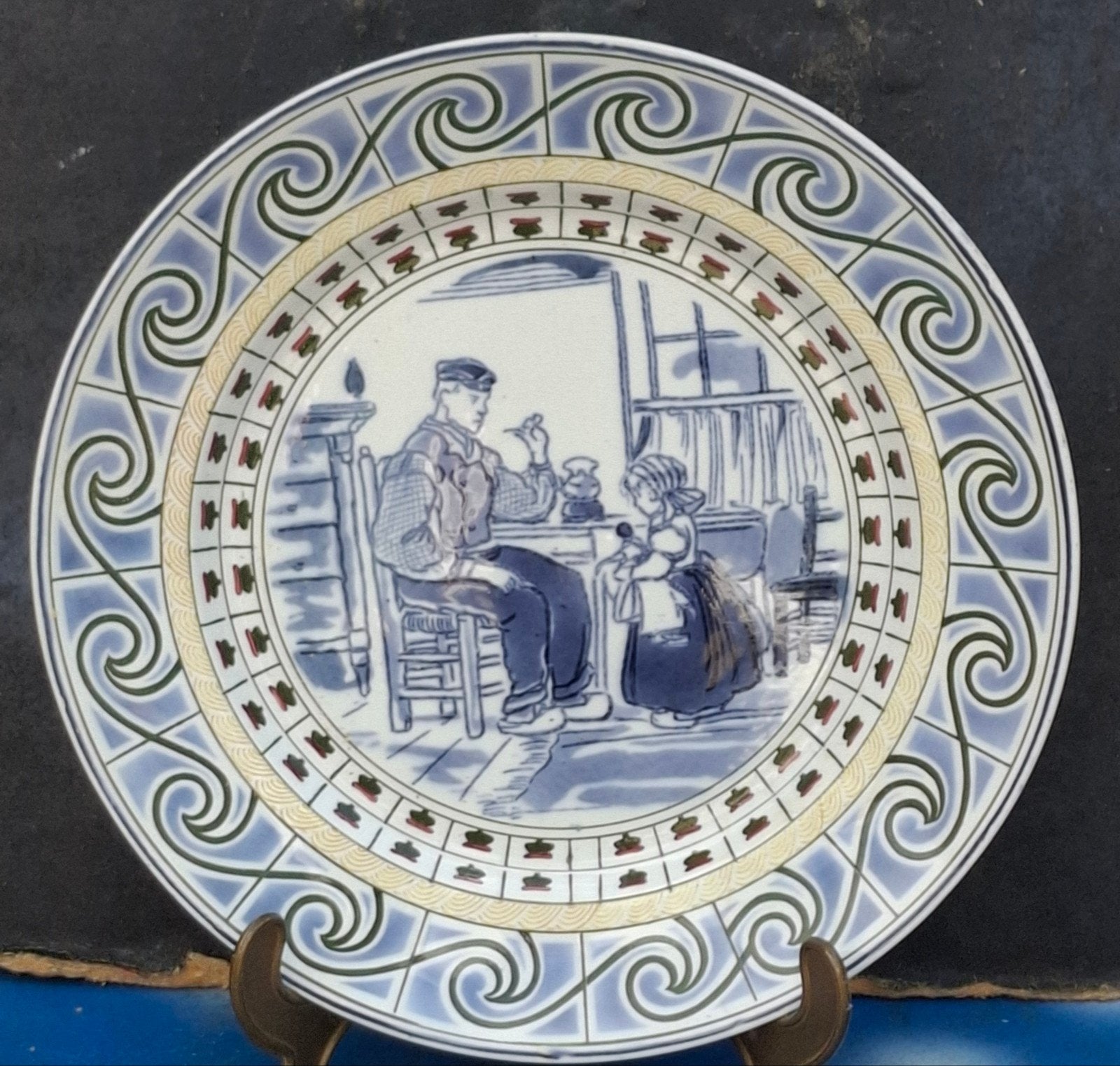 Wandbord. Franz Anton. Pijp rokende man. Ca 1930. 24 cm., Antiek en Kunst, Ophalen