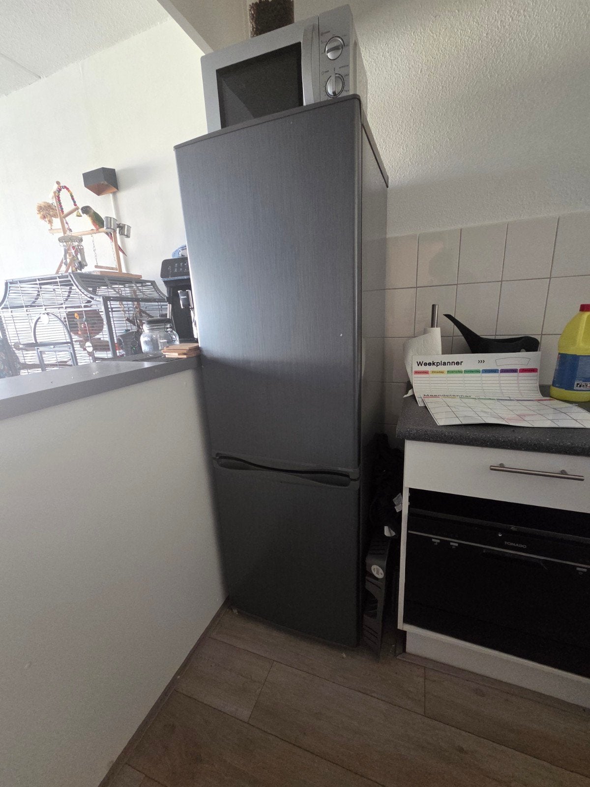 Zilveren koelkast met diepvries 167x54x52 cm, Ophalen of Verzenden
