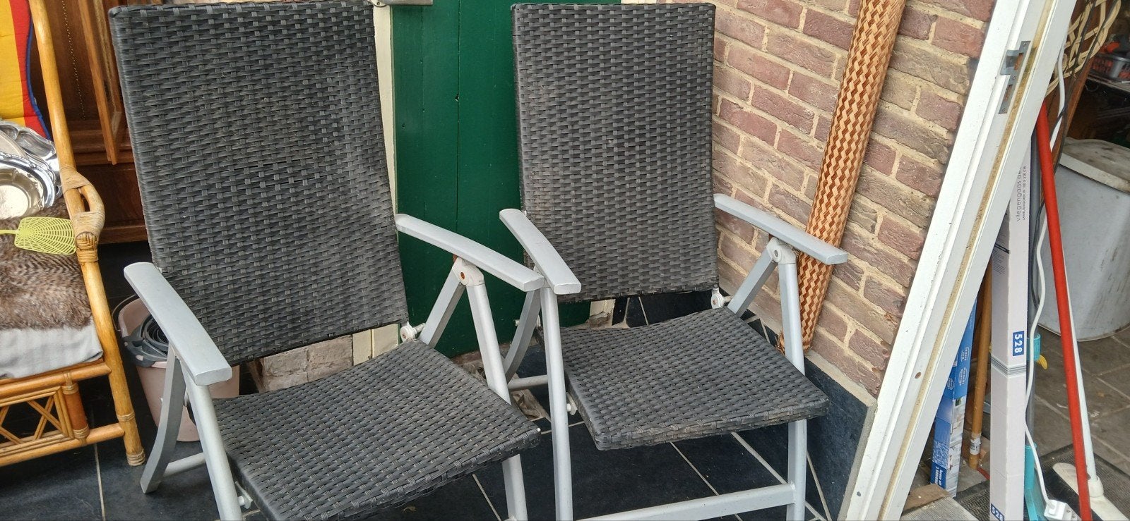 Verstelbare tuinstoelen van wicker en aluminium, Tuin en Terras, Tuinstoelen, Ophalen, Gebruikt, Wicker, Verstelbaar