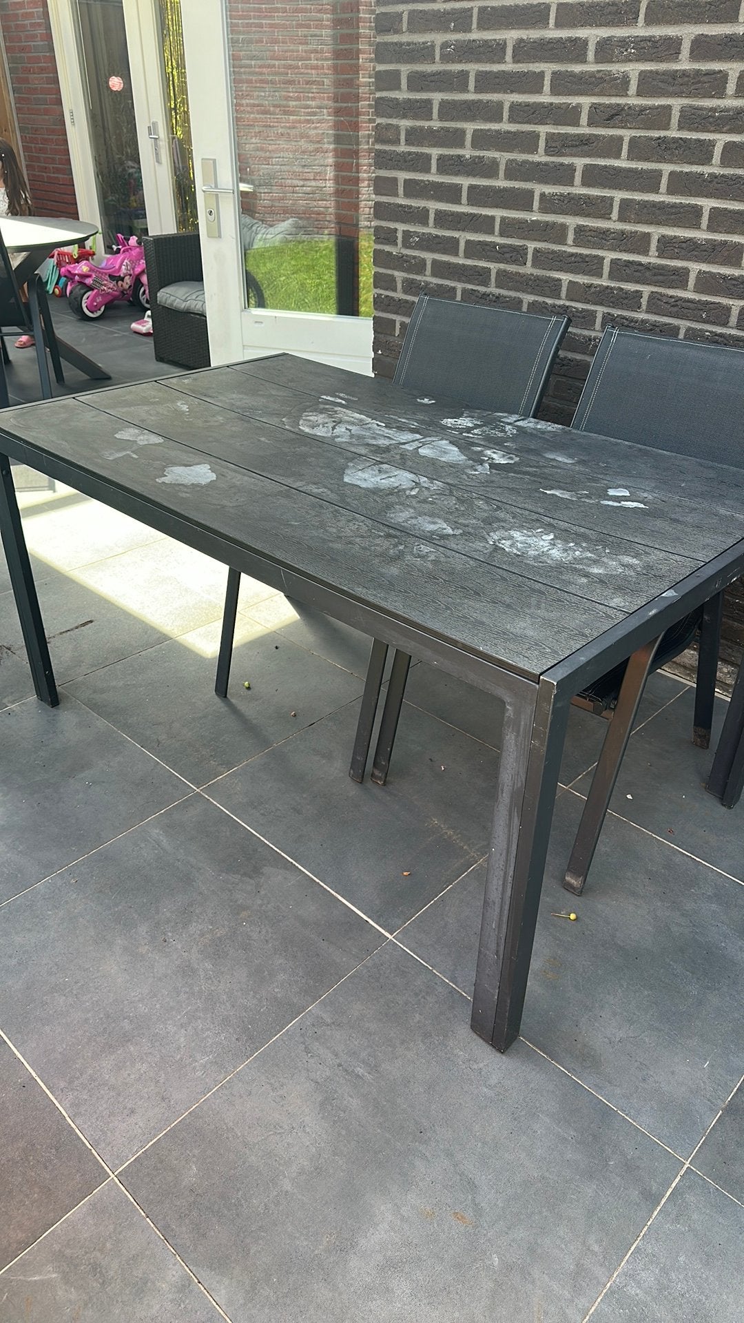 Bijna Gratis Tuintafel tafel 150x90 antraciet, Ophalen of Verzenden, Zo goed als nieuw, Rechthoekig, Aluminium