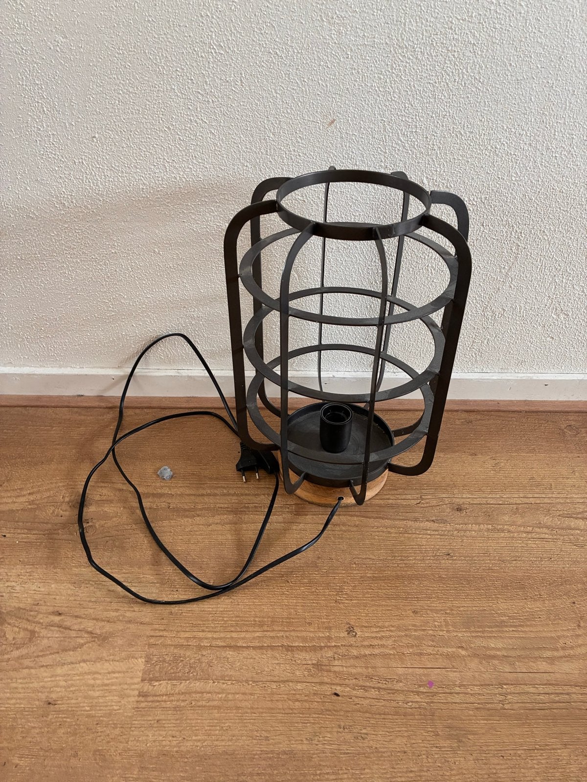 Industriële tafellamp zwart metaal met houten voet, Overige merken, Gebruikt, Zwart, Industrieel