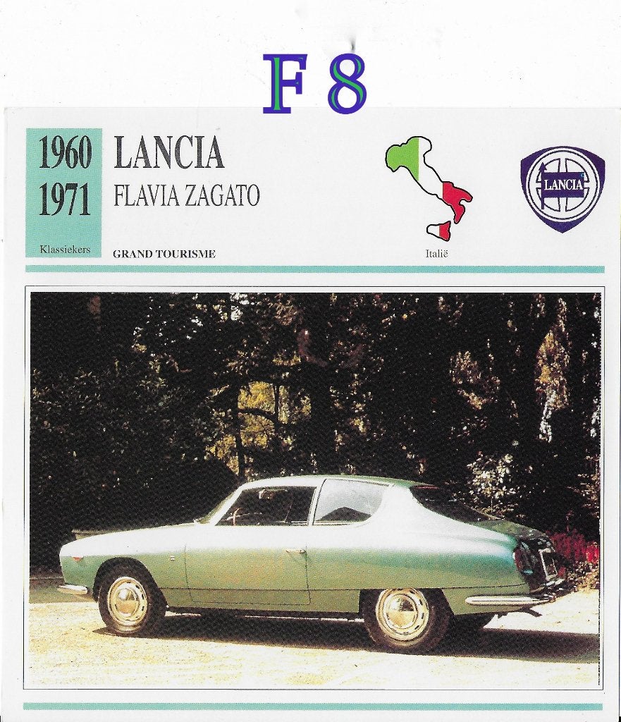 F8 autokaart lancia flavia zagato ( 1960 - 1971 ), Ophalen of Verzenden, Zo goed als nieuw, Auto's