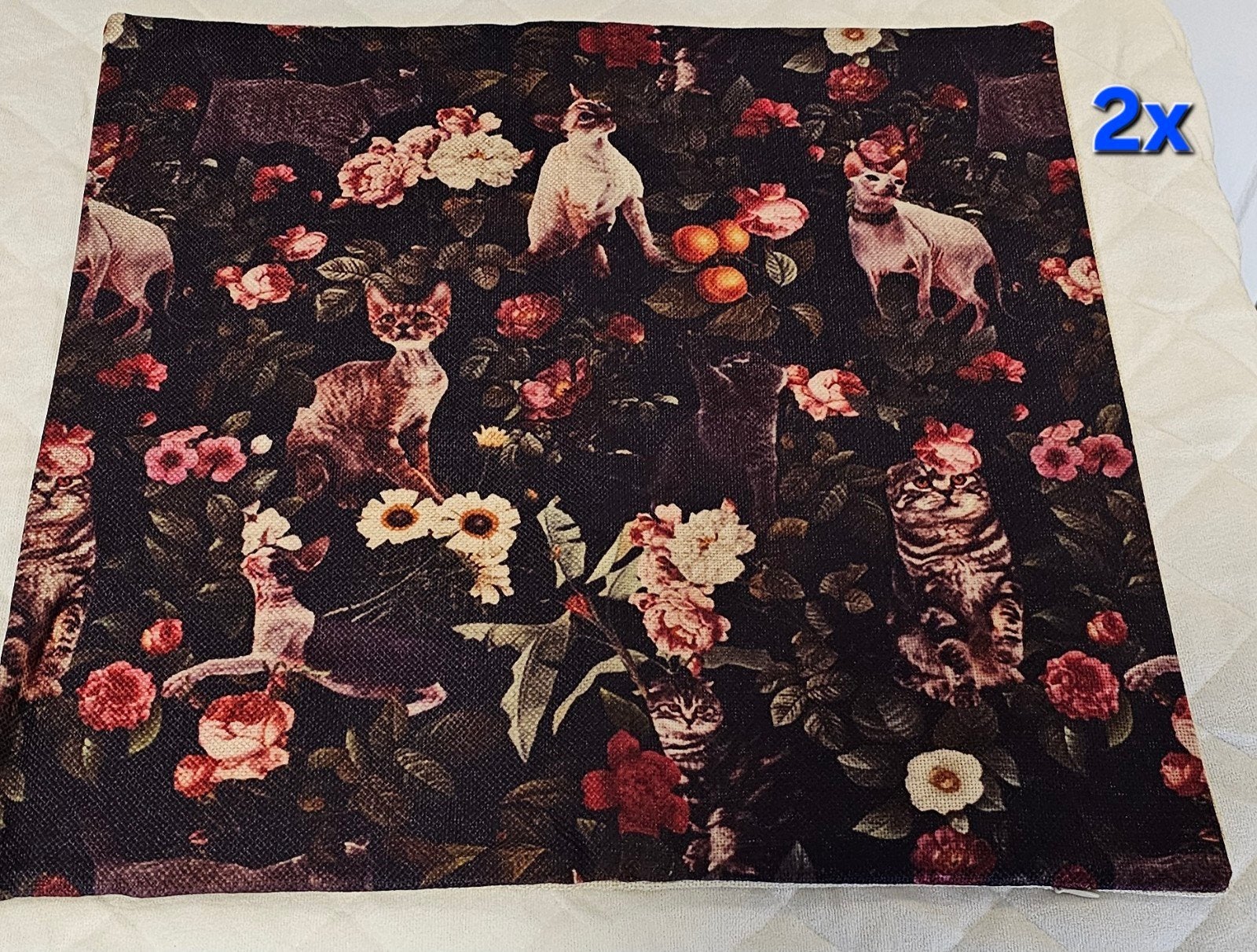 Vintage kussenhoes sphynx, sphynx kat kussenhoes, maine coon, Ophalen of Verzenden, Nieuw, Overige kleuren, Vierkant