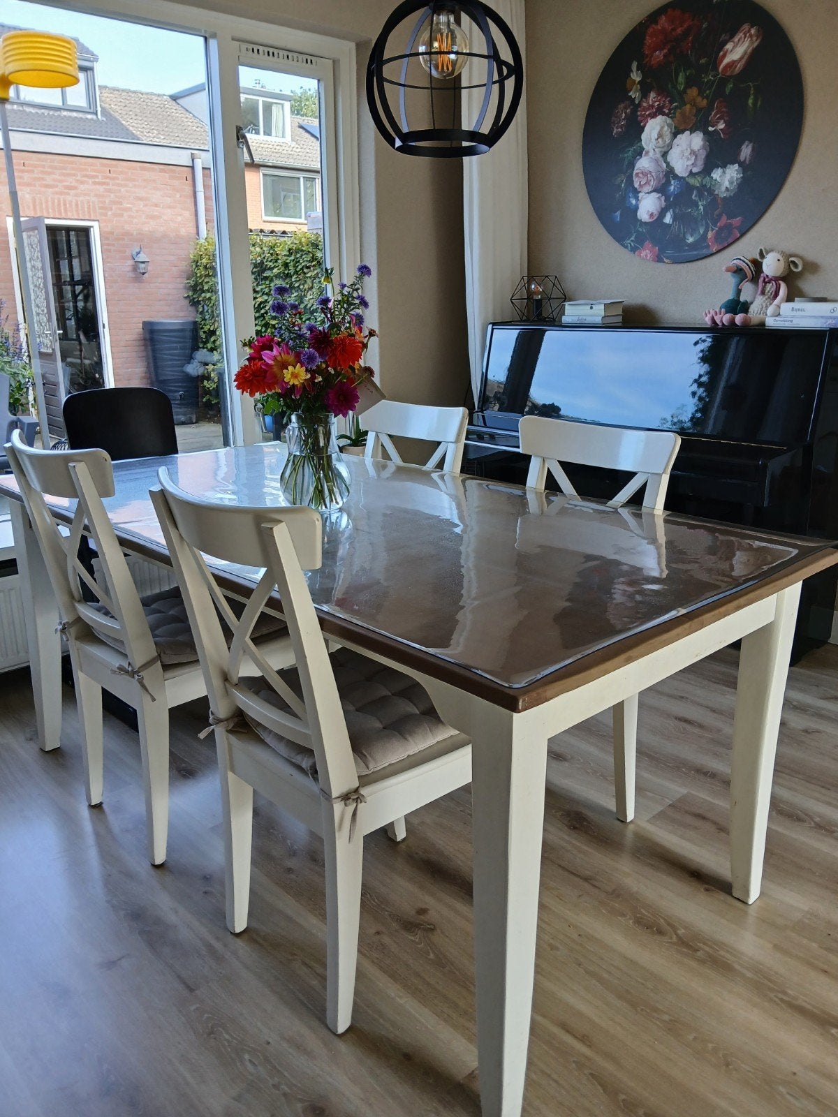 Eetset voor 4 personen, eettafel 180x100 cm, Huis en Inrichting, Ophalen, Gebruikt, 200 cm of meer, 50 tot 100 cm