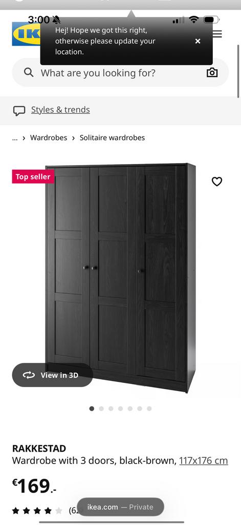 Ikea Wardrobe- 3 doors, Huis en Inrichting, Kasten | Kledingkasten, Ophalen, Zo goed als nieuw, 25 tot 50 cm, Minder dan 100 cm