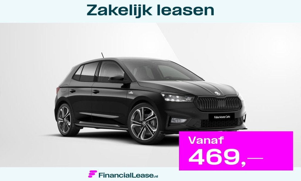 Skoda Fabia 1.0 TSI Monte Carlo inruilpremie 2.000,- / 18" l, Automatische klimaatregeling, 116 pk, Zwart, Bedrijf