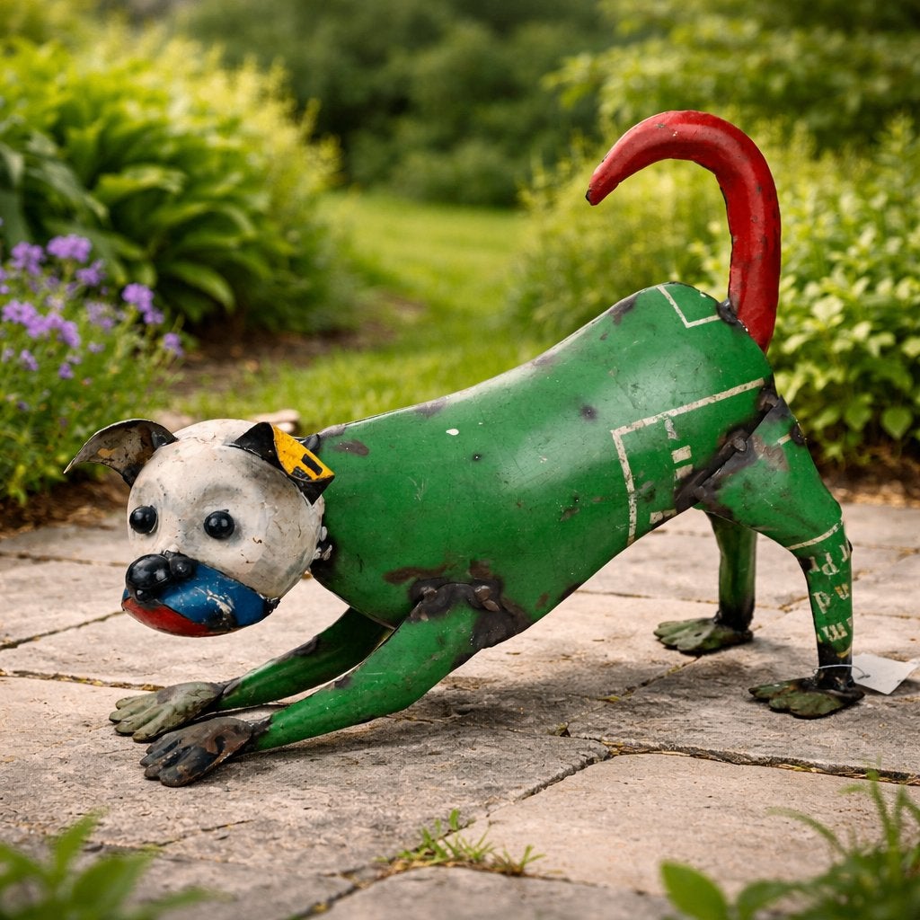 Hond van gerecycled blik - 3 verschillende uitvoeringen, Tuin en Terras, Tuinbeelden, Dierenbeeld, Kwastje-over-Kastje, Nieuw