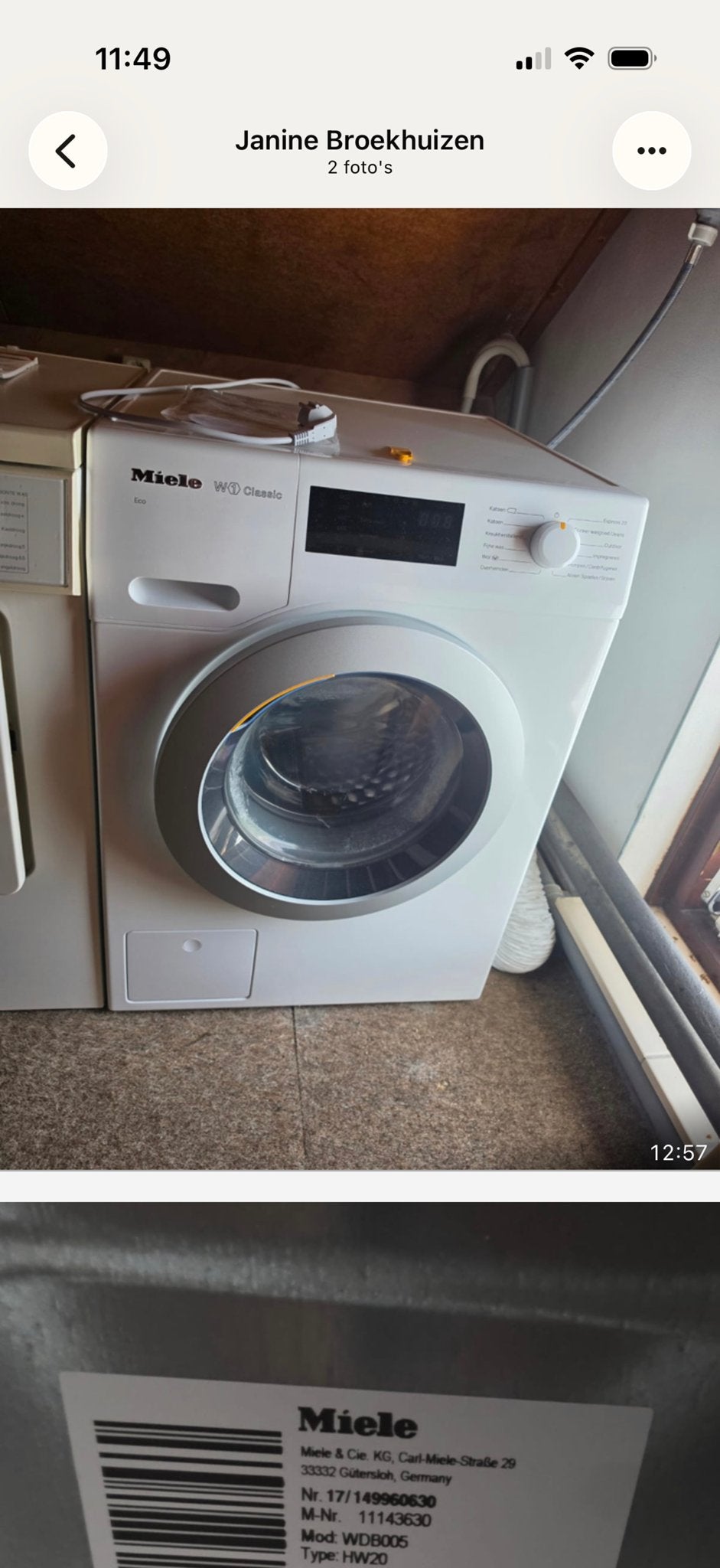 Miele WD Classic Wasmachine - Voorlader en gratis Droger, Ophalen, Gebruikt, Voorlader, Kort programma