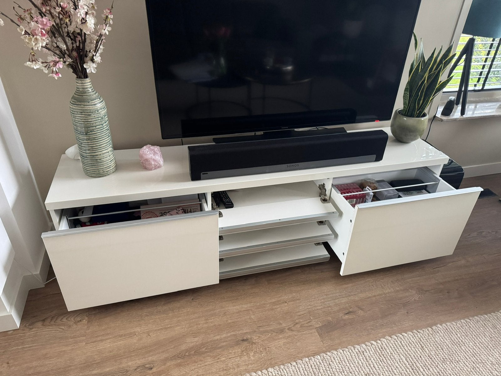 Wit tv meubel, Ophalen, Overige materialen, Gebruikt, 150 tot 200 cm