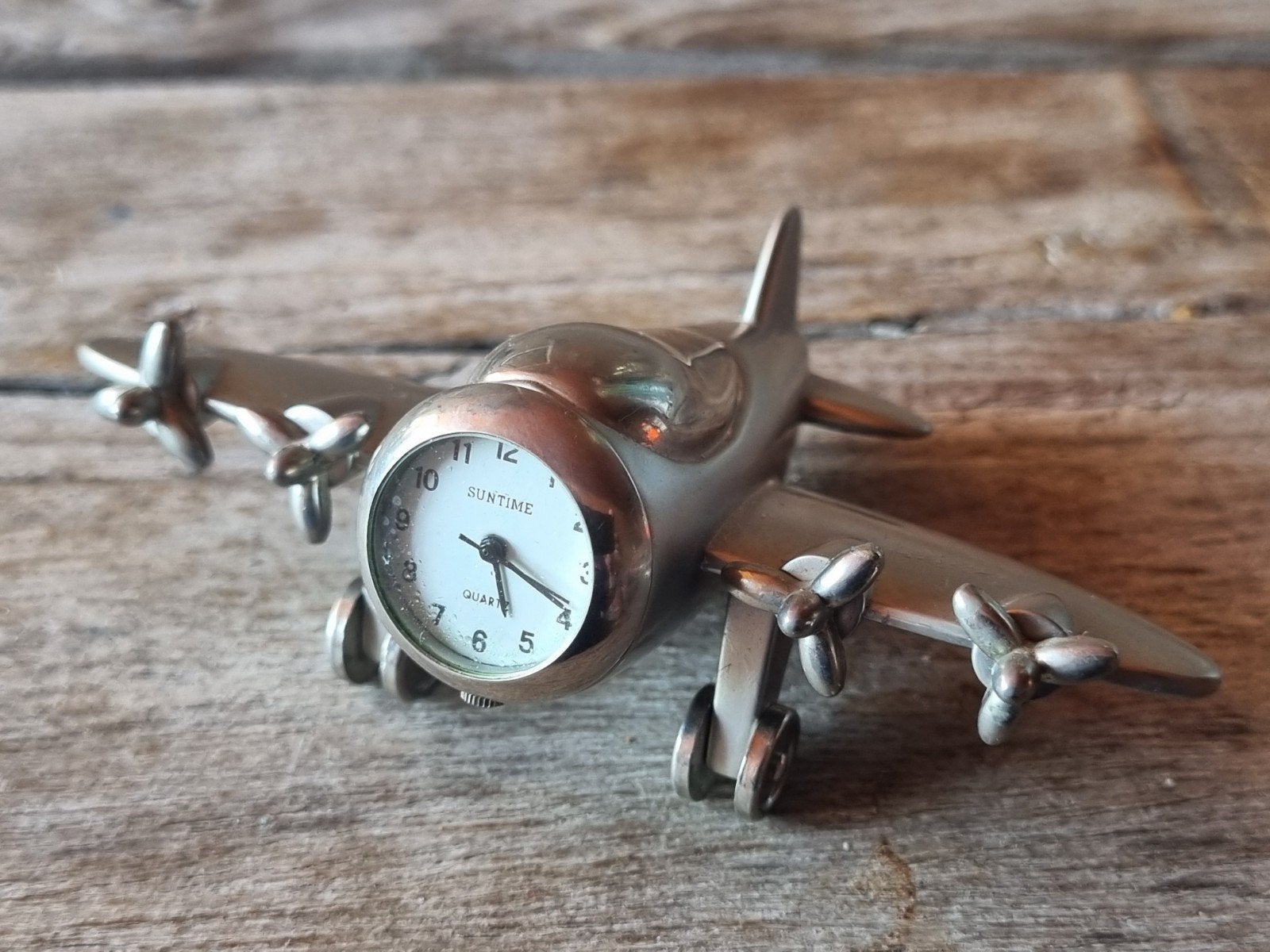 Vintage Vliegtuig Klokje - Uniek Bureau Accessoire, Ophalen of Verzenden
