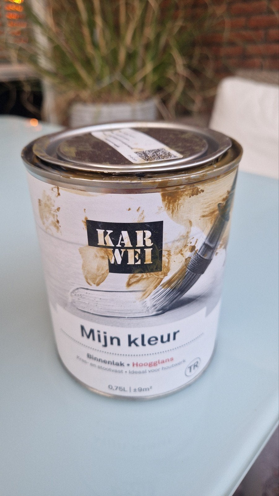 Karwei Binnenlak Hoogglans PPG1098-7 Mud PCT 0,75L, Doe-het-zelf en Verbouw, Verf, Beits en Lak, Ophalen