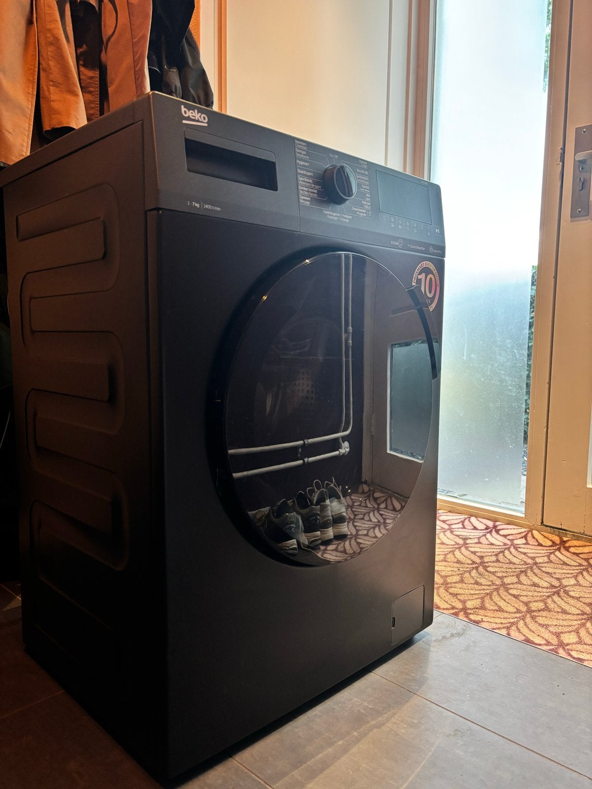 Zwarte Beko wasmachine -  7kg, Ophalen, Gebruikt, 85 tot 90 cm, 1200 tot 1600 toeren