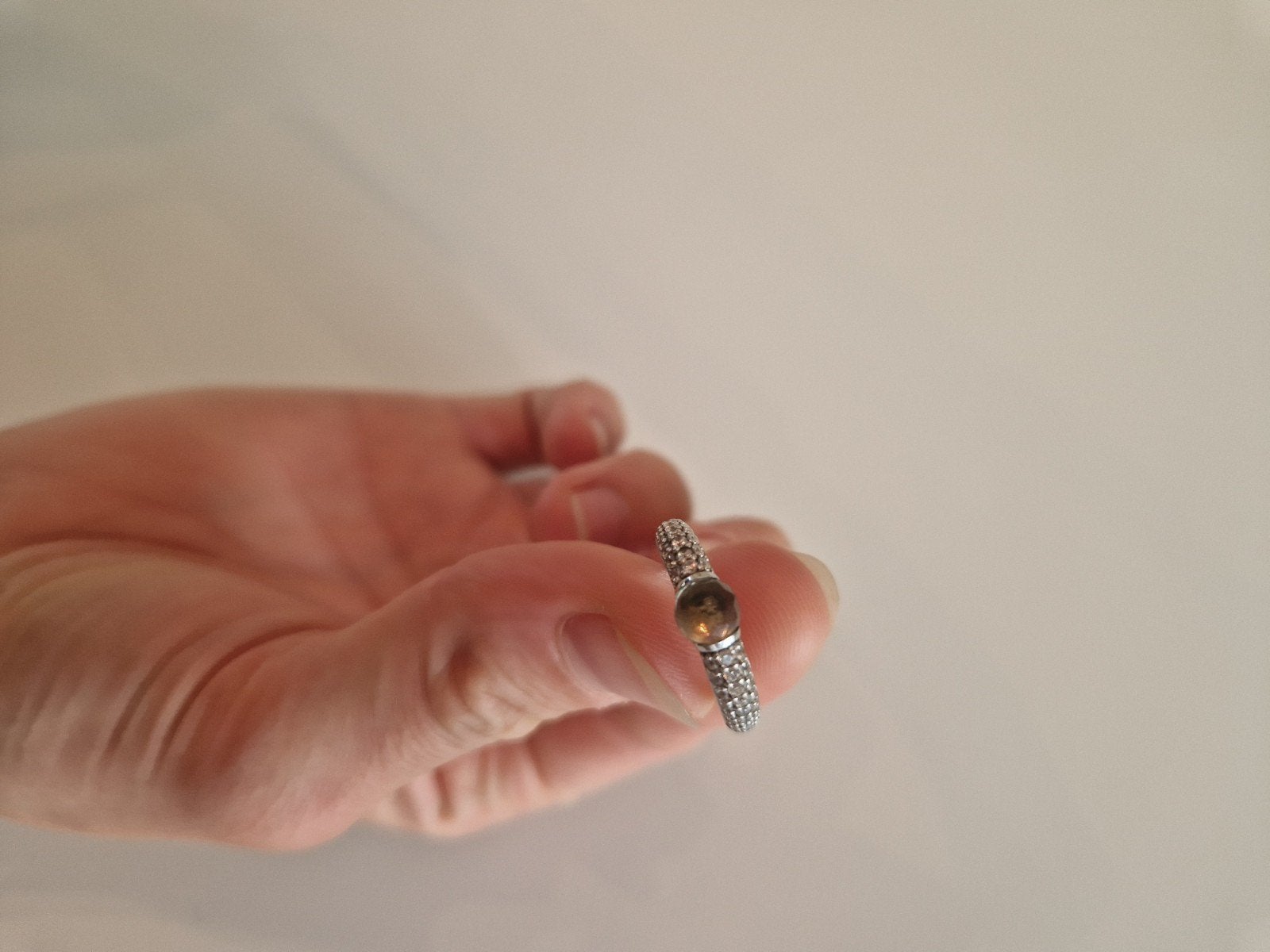 ti Sento zilveren ring met zirkoniasteentjes., Gebruikt, Met edelsteen, Ophalen of Verzenden, 17 tot 18