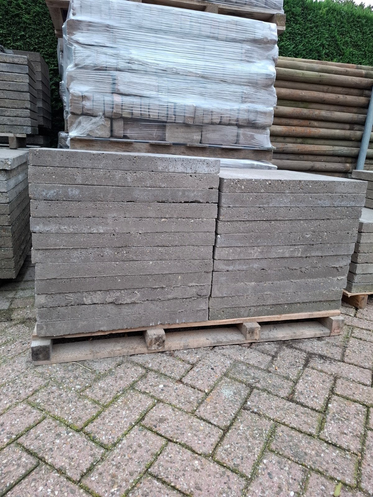 8m² Oud Hollandse Schellevis tegels 60x60 grijs, Ophalen, Gebruikt, 5 tot 10 m², Beton